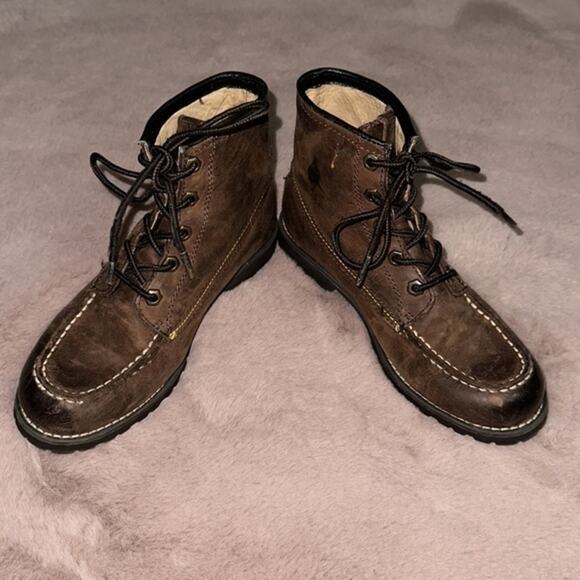Frye Dakota Mid-Lace Kids Leather Boots Size 2 - Picture 1 of 6